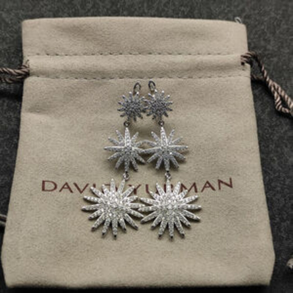 David Yurman Silver Sunflower Triple Earrings